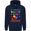 I Am His Voice He My Heart Autism Autistic Mens 80% Cotton Hoodie Navy Blue