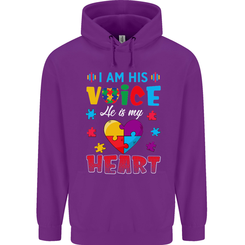 I Am His Voice He My Heart Autism Autistic Mens 80% Cotton Hoodie Purple
