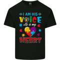 I Am His Voice He My Heart Autism Autistic Mens Cotton T-Shirt Tee Top Black