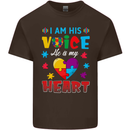 I Am His Voice He My Heart Autism Autistic Mens Cotton T-Shirt Tee Top Dark Chocolate