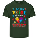 I Am His Voice He My Heart Autism Autistic Mens Cotton T-Shirt Tee Top Forest Green