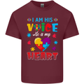 I Am His Voice He My Heart Autism Autistic Mens Cotton T-Shirt Tee Top Maroon