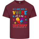 I Am His Voice He My Heart Autism Autistic Mens Cotton T-Shirt Tee Top Maroon