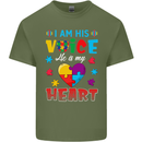 I Am His Voice He My Heart Autism Autistic Mens Cotton T-Shirt Tee Top Military Green