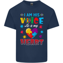 I Am His Voice He My Heart Autism Autistic Mens Cotton T-Shirt Tee Top Navy Blue