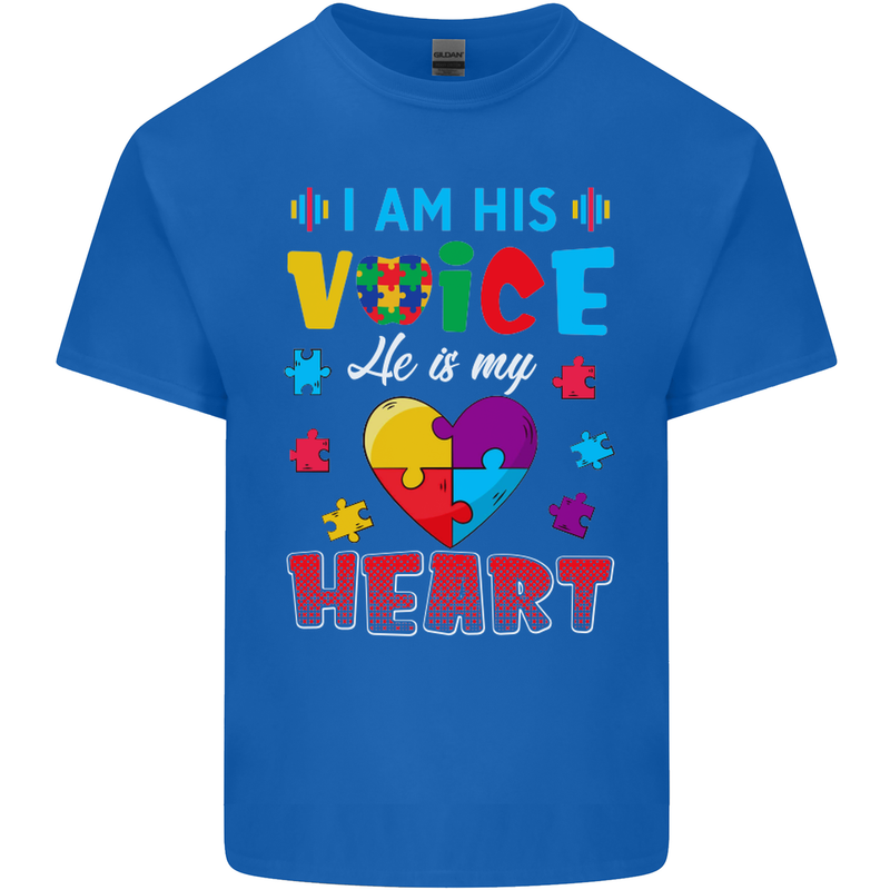 I Am His Voice He My Heart Autism Autistic Mens Cotton T-Shirt Tee Top Royal Blue