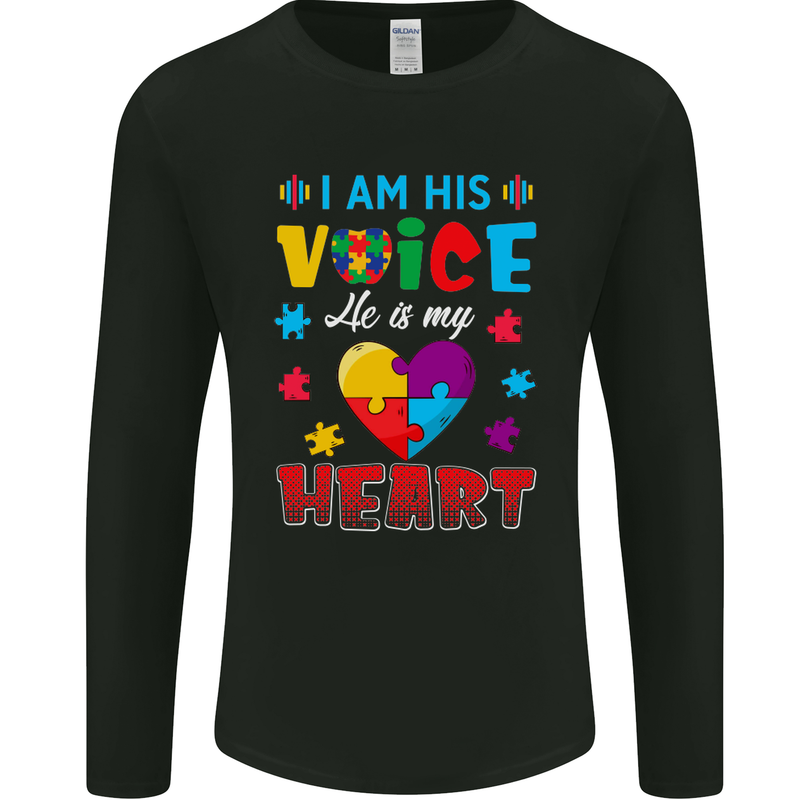 I Am His Voice He My Heart Autism Autistic Mens Long Sleeve T-Shirt Black