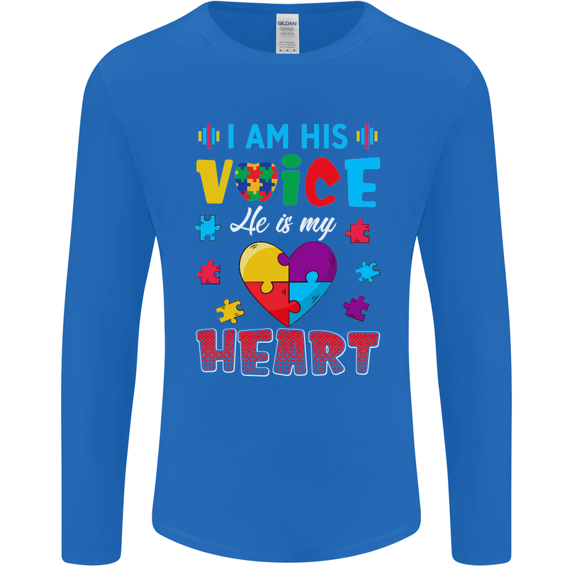 I Am His Voice He My Heart Autism Autistic Mens Long Sleeve T-Shirt Royal Blue