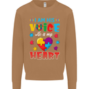 I Am His Voice He My Heart Autism Autistic Mens Sweatshirt Jumper Caramel Latte