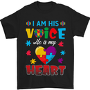 I Am His Voice He My Heart Autism Autistic Mens T-Shirt Cotton Gildan Black
