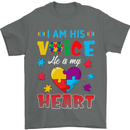 I Am His Voice He My Heart Autism Autistic Mens T-Shirt Cotton Gildan Charcoal