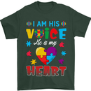I Am His Voice He My Heart Autism Autistic Mens T-Shirt Cotton Gildan Forest Green