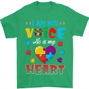 I Am His Voice He My Heart Autism Autistic Mens T-Shirt Cotton Gildan Irish Green