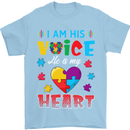 I Am His Voice He My Heart Autism Autistic Mens T-Shirt Cotton Gildan Light Blue