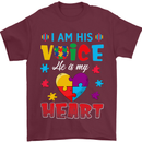 I Am His Voice He My Heart Autism Autistic Mens T-Shirt Cotton Gildan Maroon