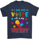 I Am His Voice He My Heart Autism Autistic Mens T-Shirt Cotton Gildan Navy Blue