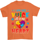 I Am His Voice He My Heart Autism Autistic Mens T-Shirt Cotton Gildan Orange