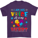I Am His Voice He My Heart Autism Autistic Mens T-Shirt Cotton Gildan Purple