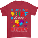 I Am His Voice He My Heart Autism Autistic Mens T-Shirt Cotton Gildan Red