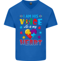 I Am His Voice He My Heart Autism Autistic Mens V-Neck Cotton T-Shirt Royal Blue