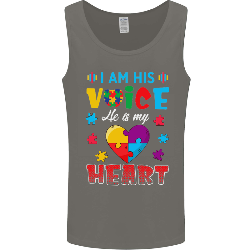 I Am His Voice He My Heart Autism Autistic Mens Vest Tank Top Charcoal