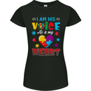 I Am His Voice He My Heart Autism Autistic Womens Petite Cut T-Shirt Black