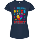 I Am His Voice He My Heart Autism Autistic Womens Petite Cut T-Shirt Navy Blue