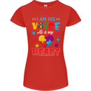 I Am His Voice He My Heart Autism Autistic Womens Petite Cut T-Shirt Red