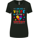 I Am His Voice He My Heart Autism Autistic Womens Wider Cut T-Shirt Black