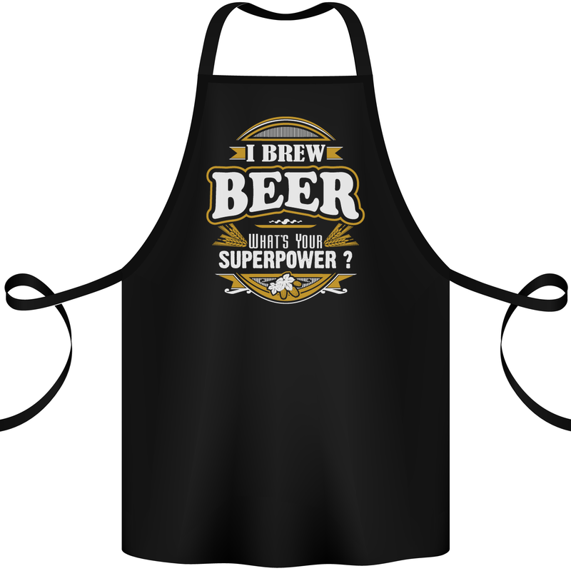 I Brew Beer What's Your Superpower? Alcohol Cotton Apron 100% Organic Black