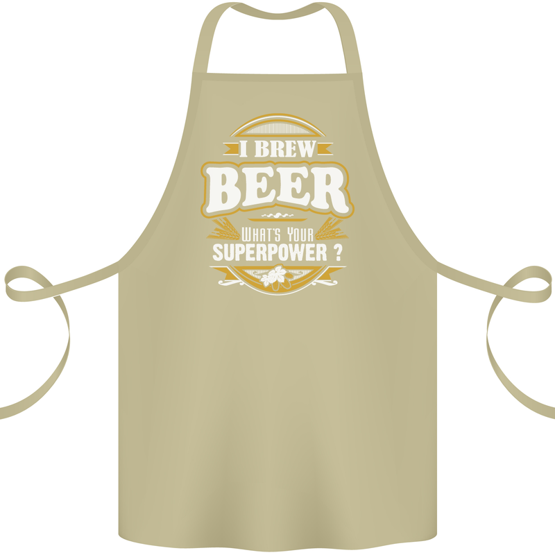I Brew Beer What's Your Superpower? Alcohol Cotton Apron 100% Organic Khaki