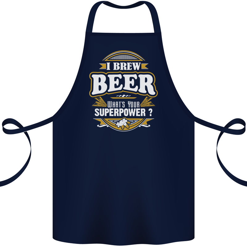 I Brew Beer What's Your Superpower? Alcohol Cotton Apron 100% Organic Navy Blue