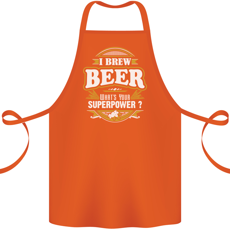 I Brew Beer What's Your Superpower? Alcohol Cotton Apron 100% Organic Orange