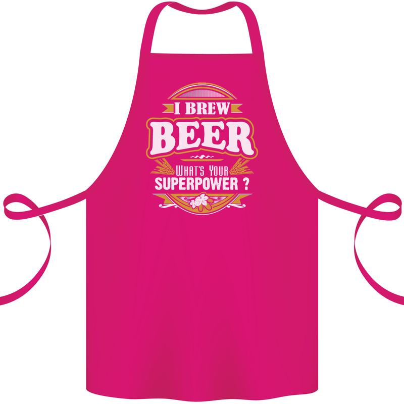 I Brew Beer What's Your Superpower? Alcohol Cotton Apron 100% Organic Pink