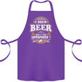 I Brew Beer What's Your Superpower? Alcohol Cotton Apron 100% Organic Purple