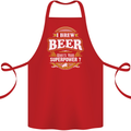 I Brew Beer What's Your Superpower? Alcohol Cotton Apron 100% Organic Red