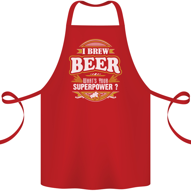 I Brew Beer What's Your Superpower? Alcohol Cotton Apron 100% Organic Red