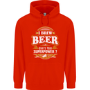 I Brew Beer What's Your Superpower? Alcohol Mens 80% Cotton Hoodie Bright Red