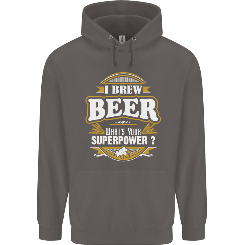 I Brew Beer What's Your Superpower? Alcohol Mens 80% Cotton Hoodie Charcoal