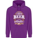 I Brew Beer What's Your Superpower? Alcohol Mens 80% Cotton Hoodie Purple