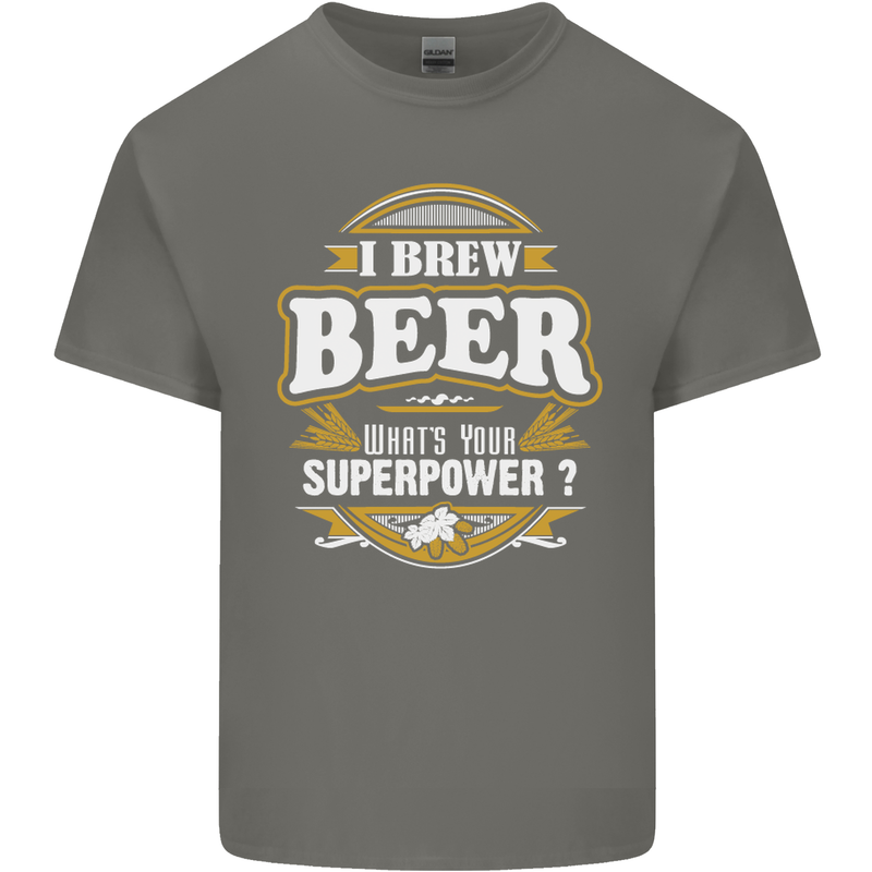 I Brew Beer What's Your Superpower? Alcohol Mens Cotton T-Shirt Tee Top Charcoal
