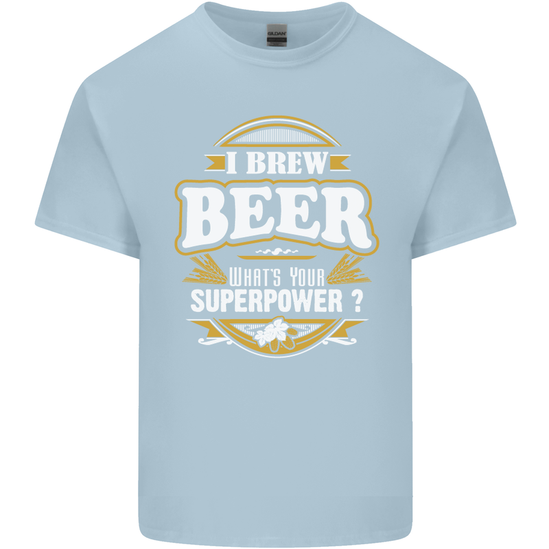 I Brew Beer What's Your Superpower? Alcohol Mens Cotton T-Shirt Tee Top Light Blue