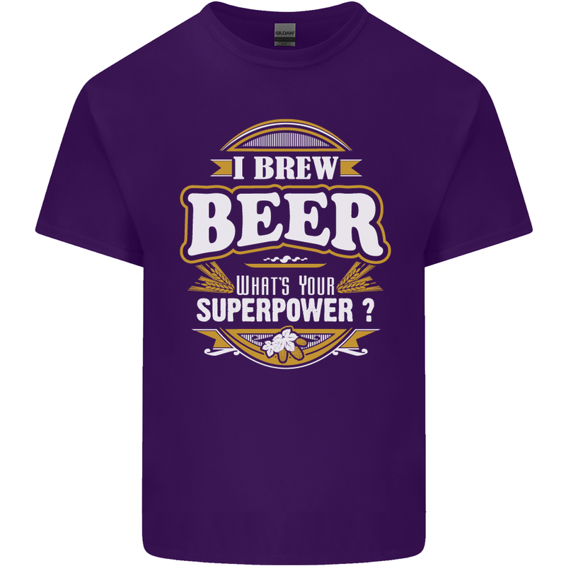 I Brew Beer What's Your Superpower? Alcohol Mens Cotton T-Shirt Tee Top Purple