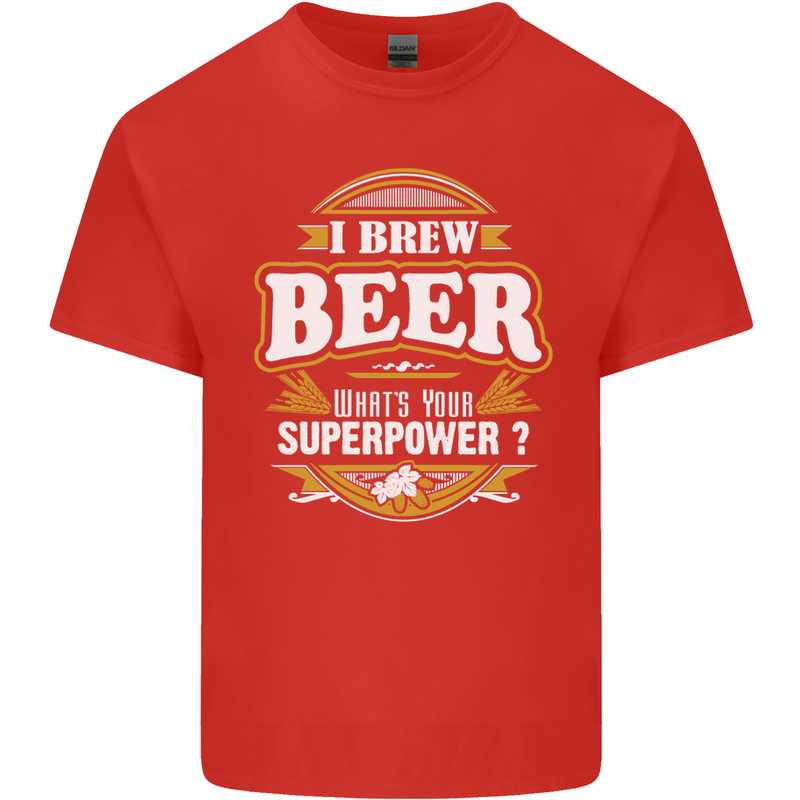 I Brew Beer What's Your Superpower? Alcohol Mens Cotton T-Shirt Tee Top Red