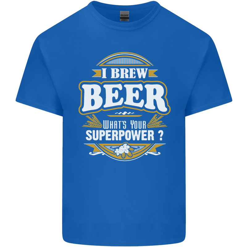 I Brew Beer What's Your Superpower? Alcohol Mens Cotton T-Shirt Tee Top Royal Blue