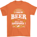 I Brew Beer What's Your Superpower? Alcohol Mens T-Shirt Cotton Gildan Orange