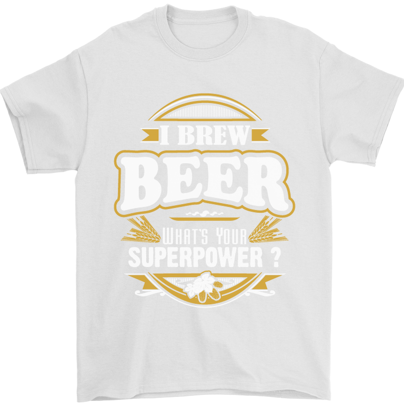 I Brew Beer What's Your Superpower? Alcohol Mens T-Shirt Cotton Gildan White