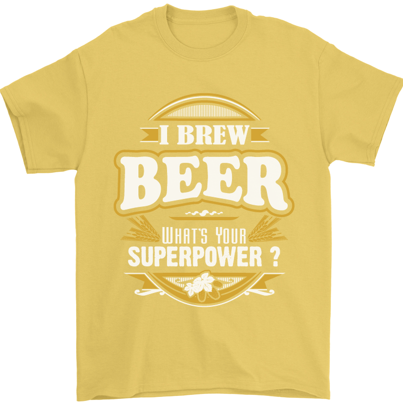I Brew Beer What's Your Superpower? Alcohol Mens T-Shirt Cotton Gildan Yellow