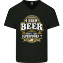 I Brew Beer What's Your Superpower? Alcohol Mens V-Neck Cotton T-Shirt Black