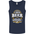 I Brew Beer What's Your Superpower? Alcohol Mens Vest Tank Top Navy Blue
